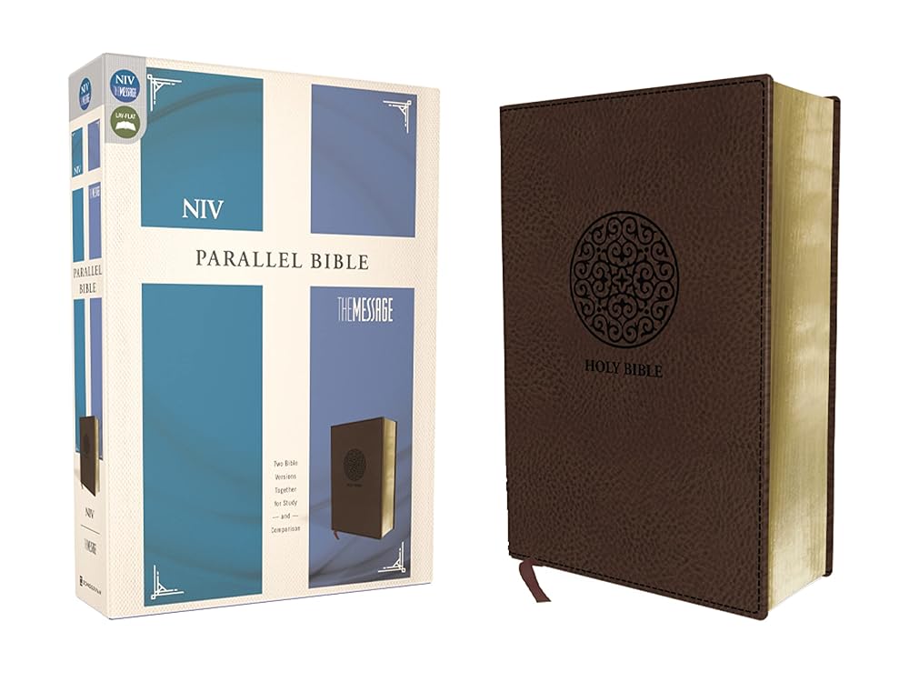 NIV, The Message, Parallel Bible, Leathersoft, Brown: Two Bible Versions Together for Study and Comparison cover image