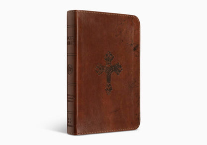 ESV Compact Bible (TruTone, Walnut, Weathered Cross Design)