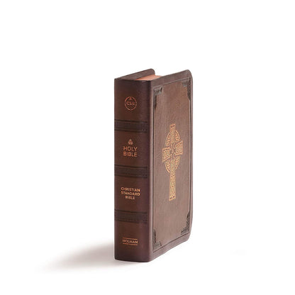 CSB Large Print Compact Reference Bible, Celtic Cross Brown LeatherTouch