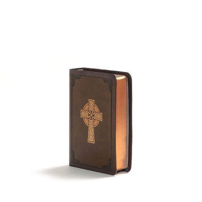 CSB Large Print Compact Reference Bible, Celtic Cross Brown LeatherTouch