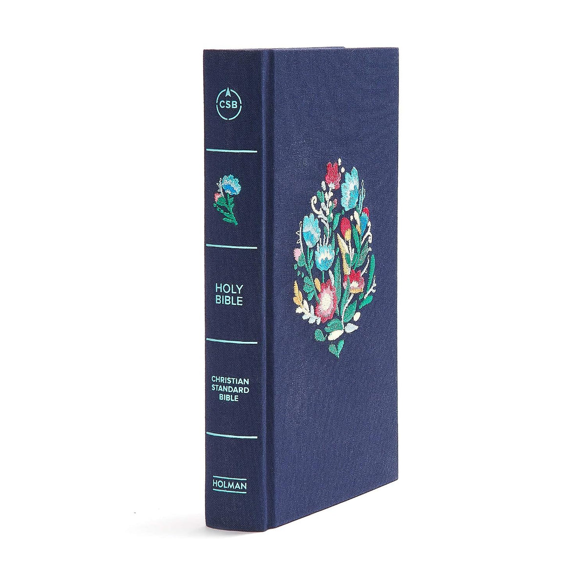 CSB Personal Size Bible, Navy Floral Embroidered Cloth Over Board