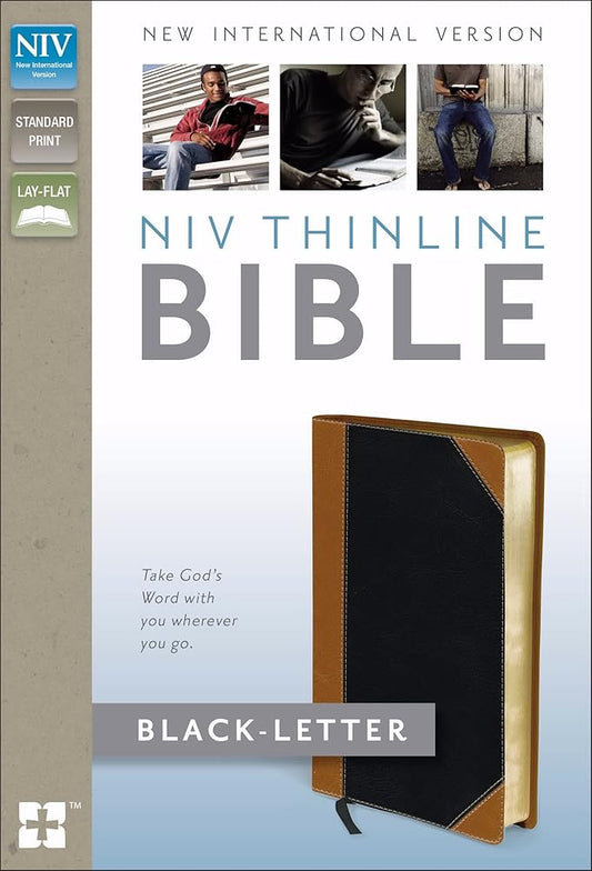 NIV, Thinline Bible, Imitation Leather, Tan/Black cover image