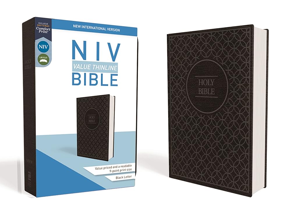 NIV, Value Thinline Bible, Leathersoft, Gray/Black, Comfort Print cover image