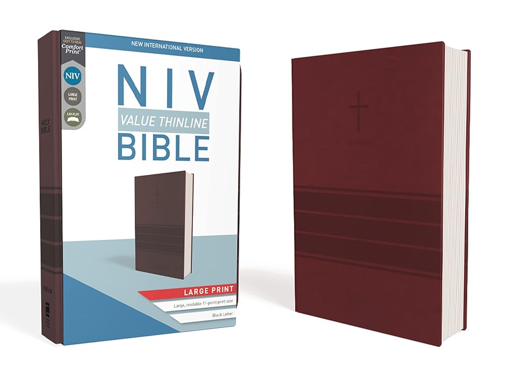 NIV, Value Thinline Bible, Large Print, Leathersoft, Burgundy, Comfort Print cover image