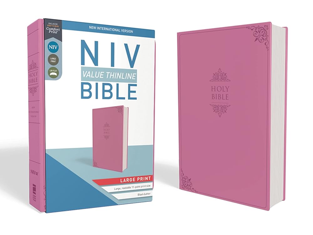 NIV, Value Thinline Bible, Large Print, Leathersoft, Pink, Comfort Print cover image