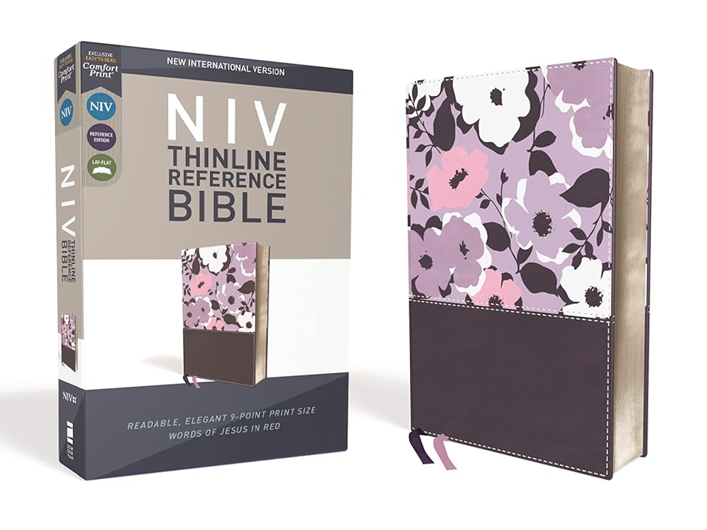 NIV, Thinline Reference Bible, Leathersoft, Purple, Red Letter, Comfort Print cover image