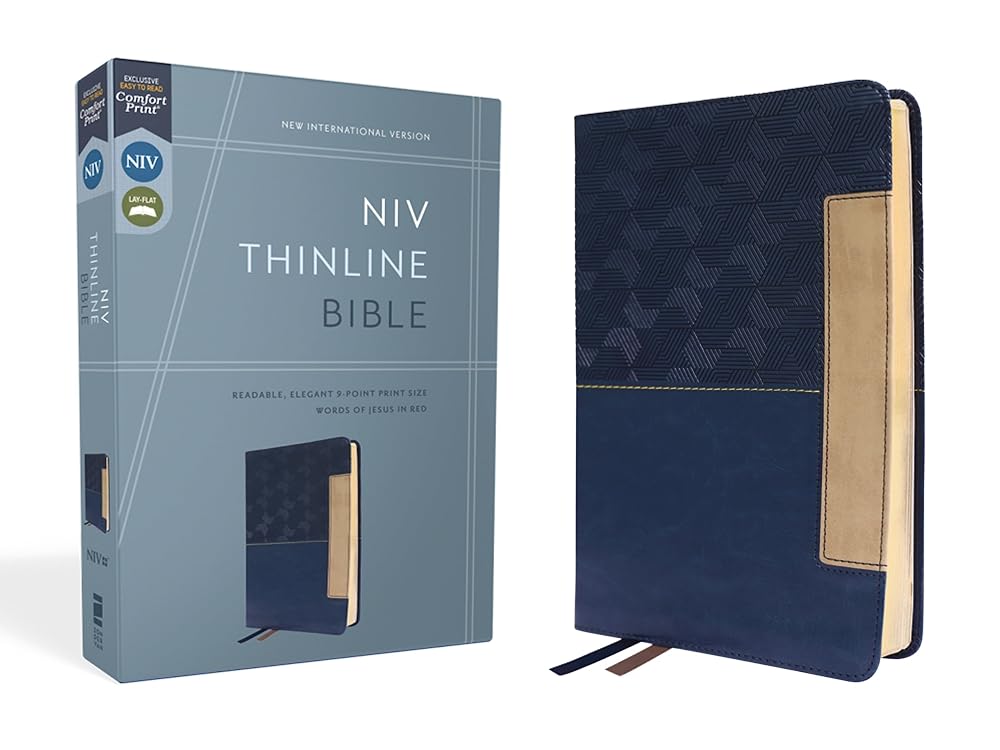 NIV, Thinline Bible, Leathersoft, Blue, Red Letter, Comfort Print cover image