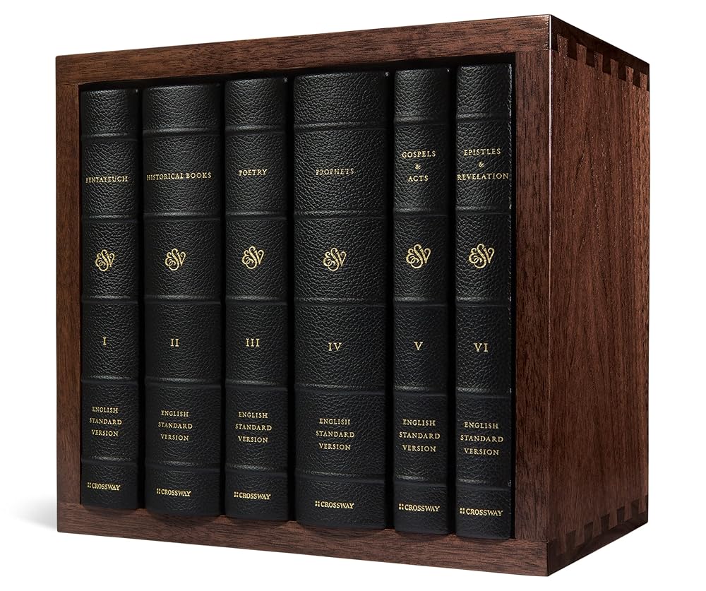 ESV Reader's Bible, Six-Volume Set: With Chapter and Verse Numbers (Goatskin over Board with Walnut Slipcase) cover image