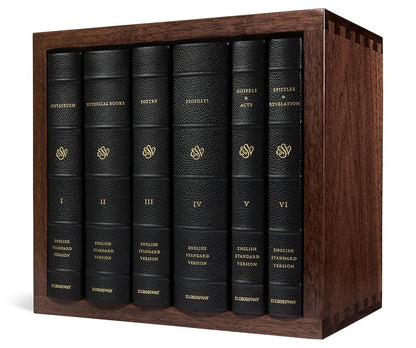 ESV Reader's Bible, Six-Volume Set: With Chapter and Verse Numbers (Goatskin over Board with Walnut Slipcase) cover image