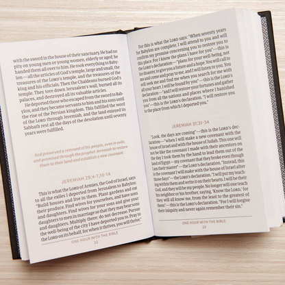 One Hour with the Bible, Black Letter, Presentation Page, Bible Overview, Outreach, Evangelism, Concise Format, Easy-to-Read Bible Serif Type