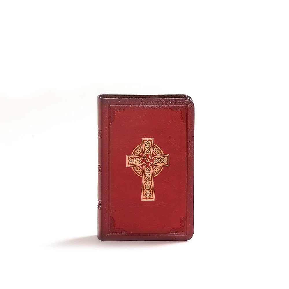 CSB Large Print Compact Reference Bible, Celtic Cross Crimson LeatherTouch cover image