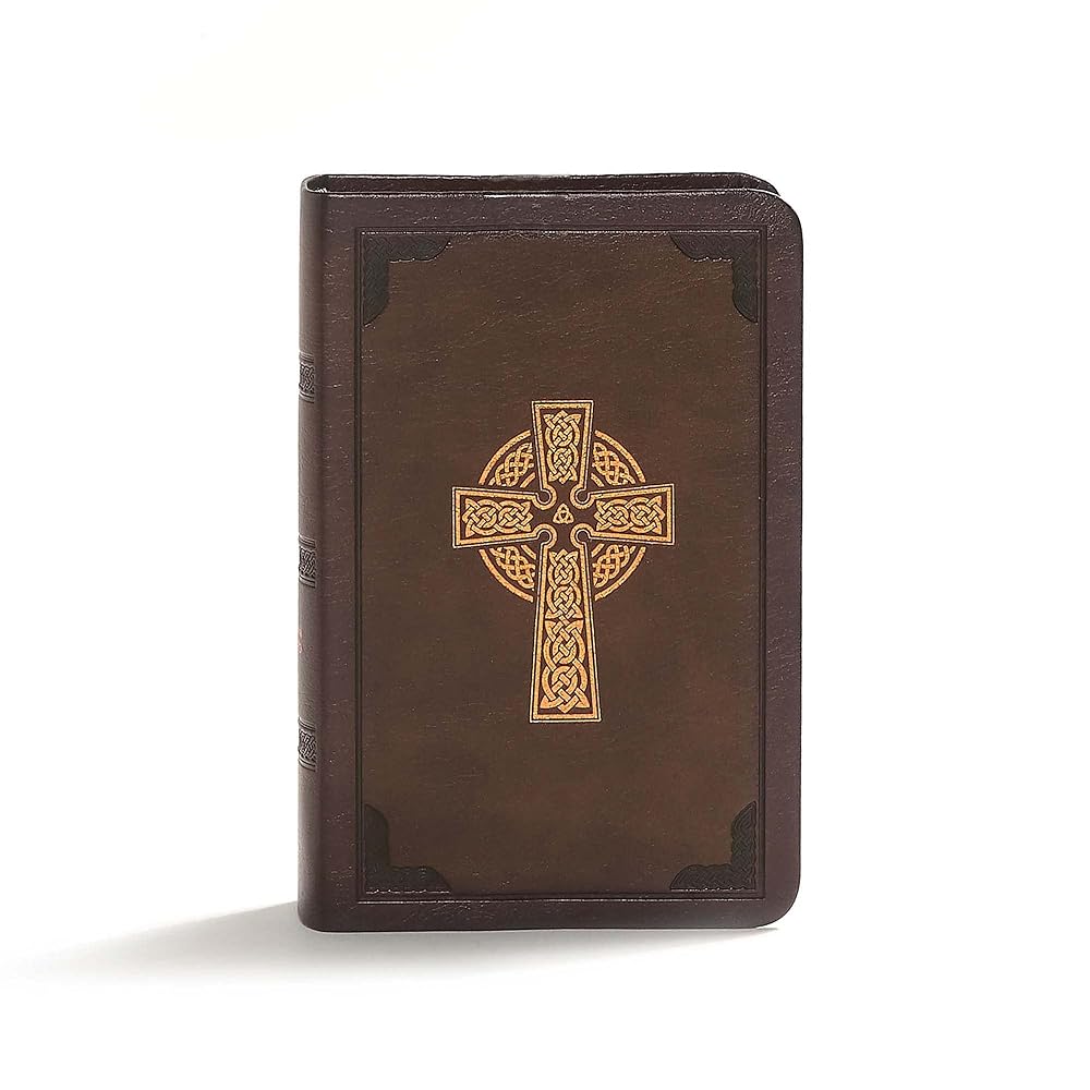 CSB Large Print Compact Reference Bible, Celtic Cross Brown LeatherTouch cover image