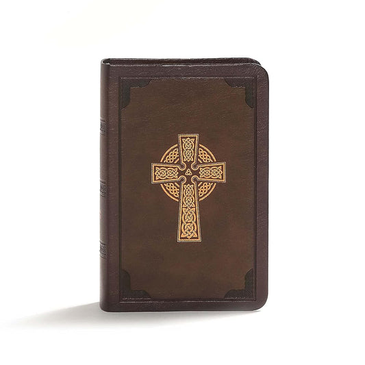 CSB Large Print Compact Reference Bible, Celtic Cross Brown LeatherTouch cover image