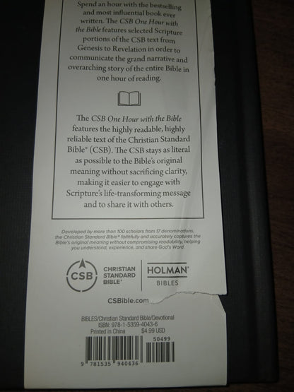 One Hour with the Bible, Black Letter, Presentation Page, Bible Overview, Outreach, Evangelism, Concise Format, Easy-to-Read Bible Serif Type (Slight Damage))
